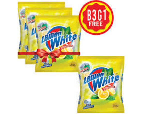 Lemon White Detergent Powder 500gm (Buy3 Get1 Free)